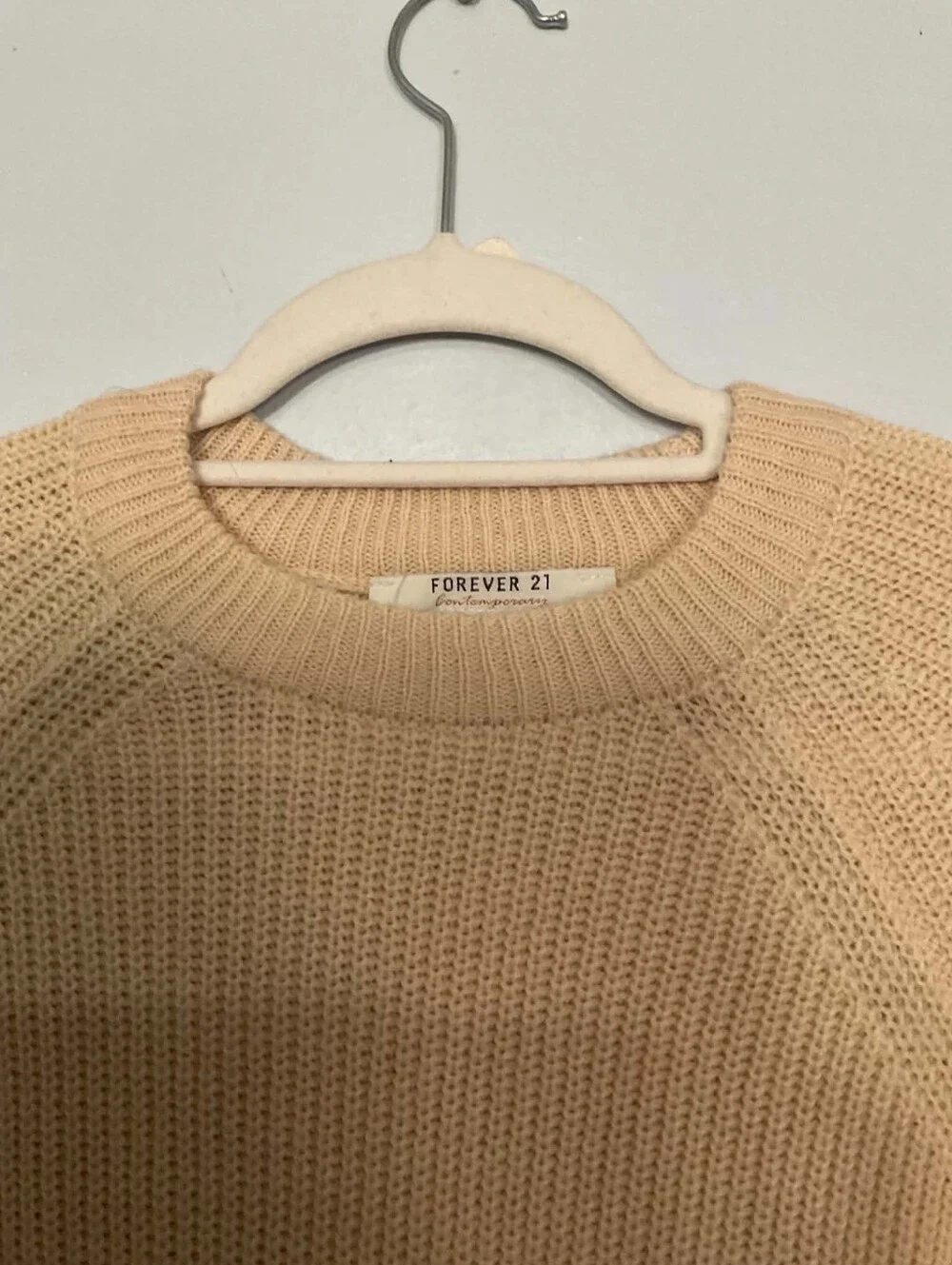 Forever 21 Cream Knit Lace-Up Side Sweater